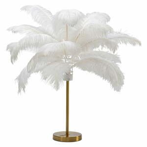Biela stolová lampa s tienidlom z peria (výška  60 cm) Feather Palm – Kare Design