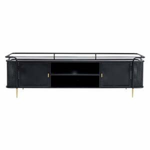 Čierny kovový TV stolík 160x48 cm Fence – Kare Design