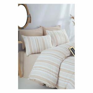 Béžové bavlnené predĺžené obliečky na dvojlôžko 200x220 cm – Mila Home