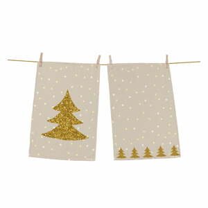 Vianočné bavlnené utierky v súprave 2 ks 50x70 cm Gold Tree – Butter Kings