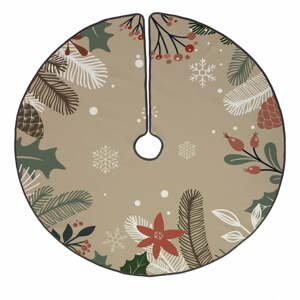Béžový umývateľný okrúhly koberec pod stromček s vianočným motívom ø 130 cm – Butter Kings