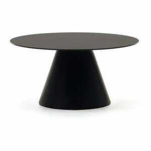 Čierny okrúhly konferenčný stolík so sklenenou doskou ø 80 cm Wilshire – Kave Home