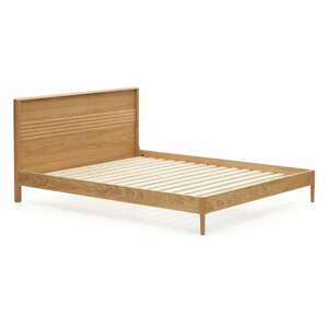 V prírodnej farbe dvojlôžková posteľ z dubového dreva s roštom 180x200 cm Lenon – Kave Home
