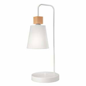 Biela stolová lampa s textilným tienidlom (výška  52 cm) Enrico – LAMKUR