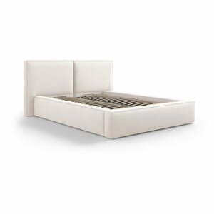 Béžová čalúnená dvojlôžková posteľ s úložným priestorom s roštom 140x200 cm Arendal – Cosmopolitan Design