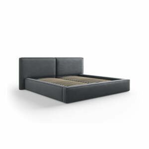 Tmavosivá čalúnená dvojlôžková posteľ s úložným priestorom s roštom 200x200 cm Arendal – Cosmopolitan Design