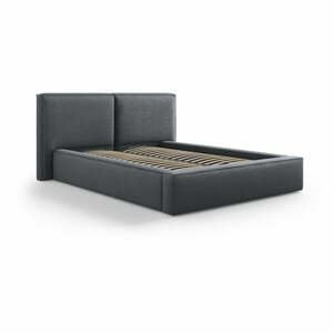 Tmavosivá čalúnená dvojlôžková posteľ s úložným priestorom s roštom 140x200 cm Arendal – Cosmopolitan Design