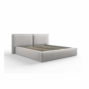 Svetlosivá čalúnená dvojlôžková posteľ s úložným priestorom s roštom 180x200 cm Arendal – Cosmopolitan Design