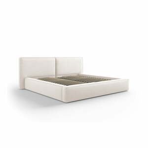 Béžová čalúnená dvojlôžková posteľ s úložným priestorom s roštom 200x200 cm Arendal – Cosmopolitan Design