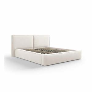 Béžová čalúnená dvojlôžková posteľ s úložným priestorom s roštom 160x200 cm Arendal – Cosmopolitan Design
