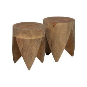 Okrúhle odkladacie stolíky v súprave 2 ks z mangového dreva 30x30 cm Trunk – BePureHome