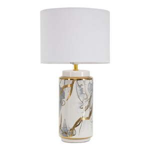Biela/v zlatej farbe keramická stolová lampa s textilným tienidlom (výška  48 cm) Glam Abstract – Mauro Ferretti