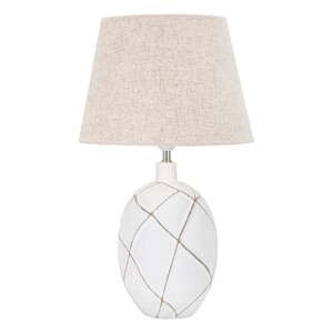 Biela/krémovobiela stolová lampa s textilným tienidlom (výška  60 cm) Lines – Mauro Ferretti
