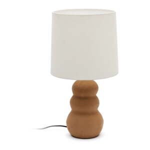 Biela/hnedá stolová lampa s textilným tienidlom (výška  55 cm) Madsen – Kave Home