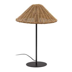 Čierna/v prírodnej farbe stolová lampa s ratanovým tienidlom (výška  50 cm) Urania – Kave Home