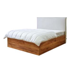 Béžová/v prírodnej farbe dvojlôžková posteľ s úložným priestorom s roštom 140x190 cm Cara – Bobochic Paris
