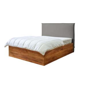 Sivá/v prírodnej farbe dvojlôžková posteľ s úložným priestorom s roštom 140x190 cm Cara – Bobochic Paris