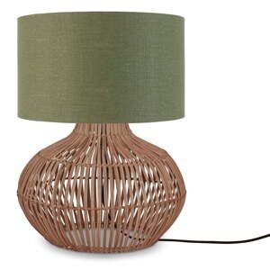 Zelená/v prírodnej farbe stolová lampa s textilným tienidlom (výška  48 cm) Kalahari – Good&Mojo