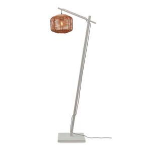 Biela/v prírodnej farbe stojacia lampa s ratanovým tienidlom (výška  150 cm) Tanami – Good&Mojo