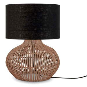 Čierna/v prírodnej farbe stolová lampa s textilným tienidlom (výška  48 cm) Kalahari – Good&Mojo