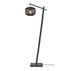 Čierna stojacia lampa s ratanovým tienidlom (výška  150 cm) Tanami – Good&Mojo