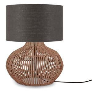 Tmavosivá/v prírodnej farbe stolová lampa s textilným tienidlom (výška  48 cm) Kalahari – Good&Mojo