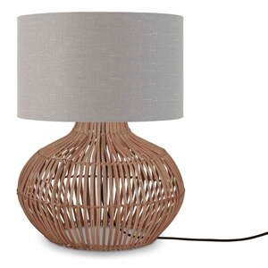 Svetlosivá/v prírodnej farbe stolová lampa s textilným tienidlom (výška  48 cm) Kalahari – Good&Mojo