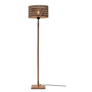 Čierna/v prírodnej farbe stojacia lampa s bambusovým tienidlom (výška  128 cm) Java – Good&Mojo