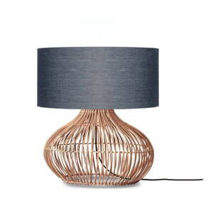Tmavosivá/v prírodnej farbe stolová lampa s textilným tienidlom (výška  60 cm) Kalahari – Good&Mojo
