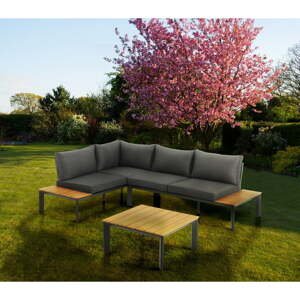 Hliníková záhradná lounge súprava pre 3 v sivo-prírodnej farbe – Tomasucci