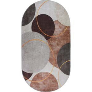 Hnedý/krémovobiely umývateľný koberec 80x120 cm Oval – Vitaus