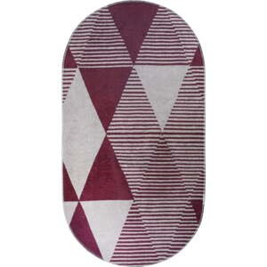 Vínovočervený umývateľný koberec 60x100 cm Oval – Vitaus