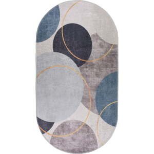 Modrý/sivý umývateľný koberec 80x120 cm Oval – Vitaus