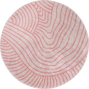 Svetloružový/krémovobiely umývateľný okrúhly koberec ø 120 cm Yuvarlak – Vitaus