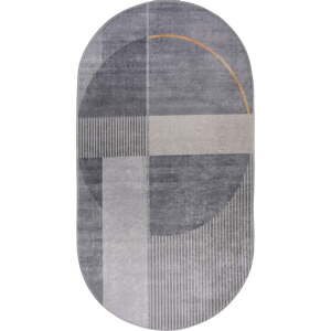 Sivý umývateľný koberec 80x120 cm Oval – Vitaus
