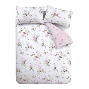 Biele/ružové obliečky na dvojlôžko 200x200 cm Songbird – Catherine Lansfield
