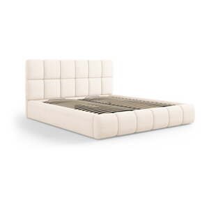 Béžová čalúnená dvojlôžková posteľ s úložným priestorom s roštom 200x200 cm Bellis – Micadoni Home