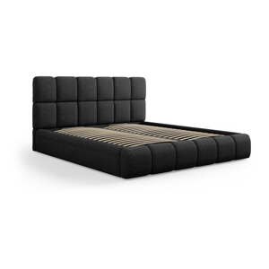 Čierna čalúnená dvojlôžková posteľ s úložným priestorom s roštom 180x200 cm Bellis – Micadoni Home