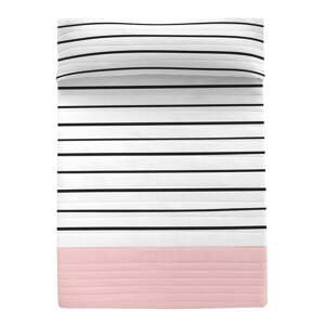 Čierno-biely/ružový bavlnený prešívaný pléd 180x260 cm Blush – Blanc