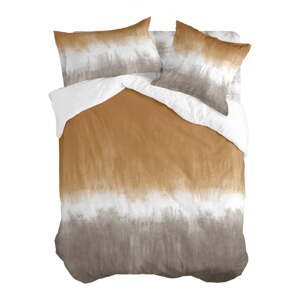 Biela/hnedá bavlnená obliečka na perinu na dvojlôžko 200x200 cm Tie dye – Blanc