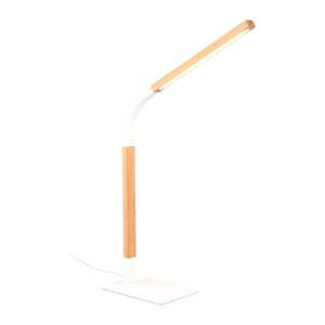 Biela/v prírodnej farbe LED stolová lampa so stmievačom s dreveným tienidlom (výška  73,5 cm) Norris – Trio