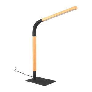 Čierna/v prírodnej farbe LED stolová lampa so stmievačom s dreveným tienidlom (výška  73,5 cm) Norris – Trio