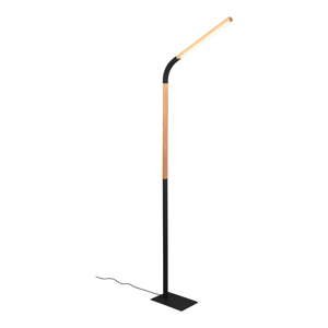Čierna/v prírodnej farbe LED stojacia lampa s dreveným tienidlom (výška  169,5 cm) Norris – Trio
