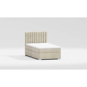 Béžová čalúnená jednolôžková posteľ s úložným priestorom s roštom 90x200 cm Bunny – Ropez
