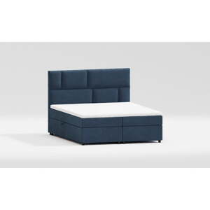 Tmavomodrá boxspring posteľ s úložným priestorom 160x200 cm Lola – Ropez