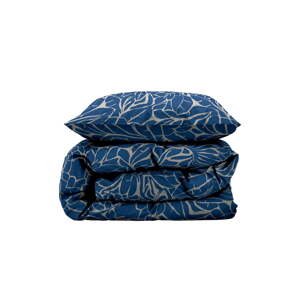 Modré damaškové obliečky na jednolôžko/predĺžené 140x220 cm Abstract leaves – Södahl