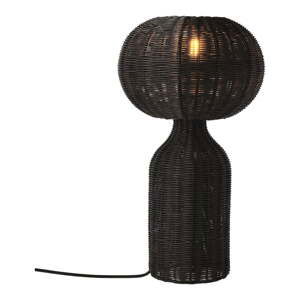 Čierna stolová lampa s ratanovým tienidlom (výška  43 cm) Werna – Villa Collection