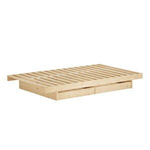 Dvojlôžková posteľ z borovicového dreva s úložným priestorom s roštom 140x200 cm v prírodnej farbe Kanso – Karup Design