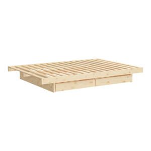 Dvojlôžková posteľ z borovicového dreva s úložným priestorom s roštom 160x200 cm v prírodnej farbe Kanso – Karup Design