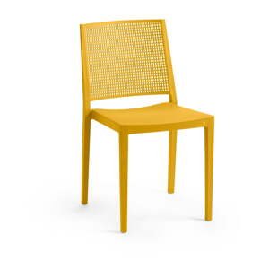 Žltá plastová záhradná stolička Grid – Rojaplast